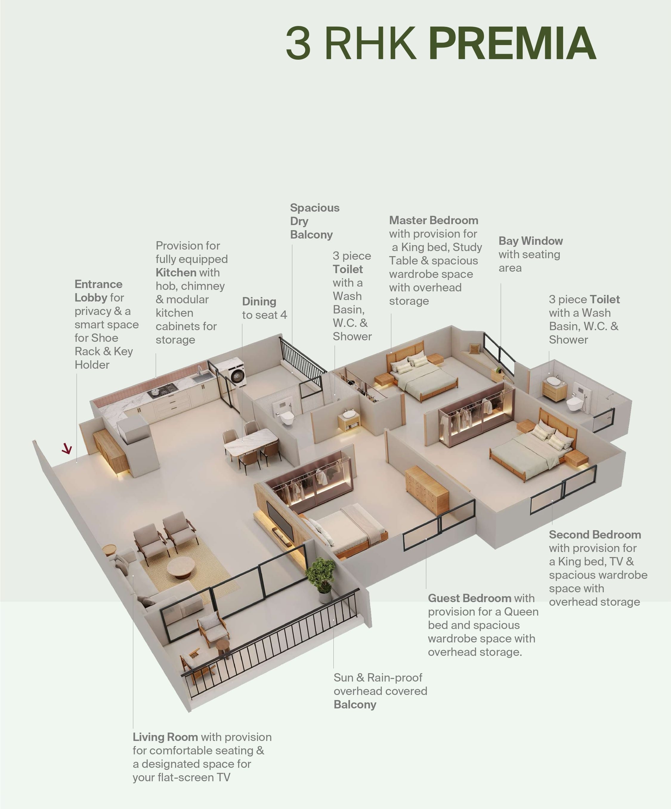 3 BHK Floor Plan